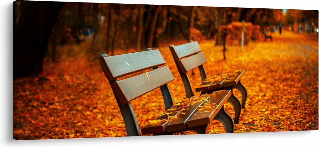 Tablou cu banca toamna (120x50 cm)