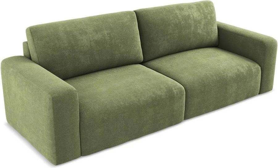 Canapea verde extensibilă/cu spațiu de depozitare cu tapițerie din chenille 252 cm Kona – Makamii