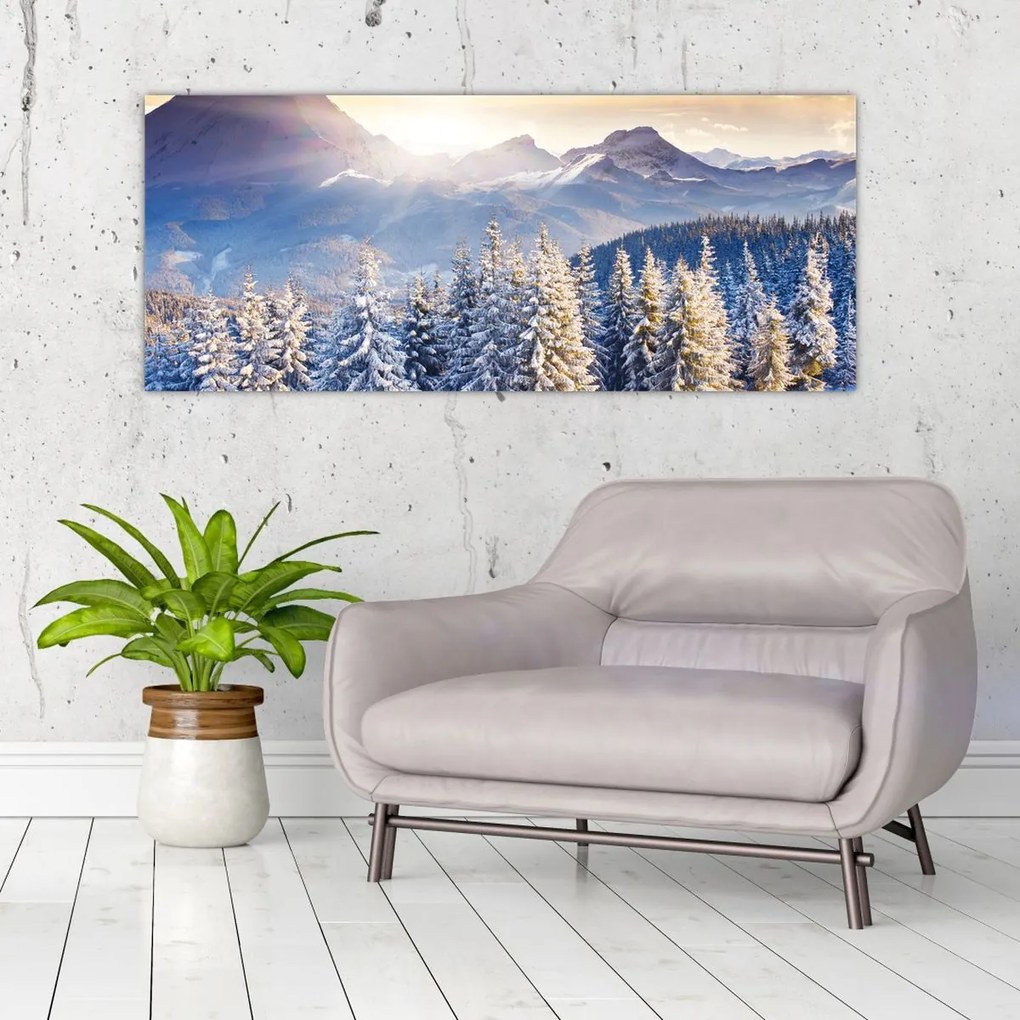 Tablou - Peisaj montan în timpul iernii (120x50 cm)