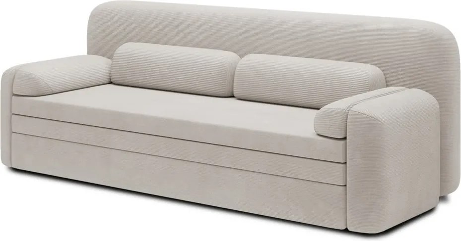 Canapea bej extensibilă/cu spațiu de depozitare cu tapițerie din catifea reiată 236 cm Elioss – ELTAP