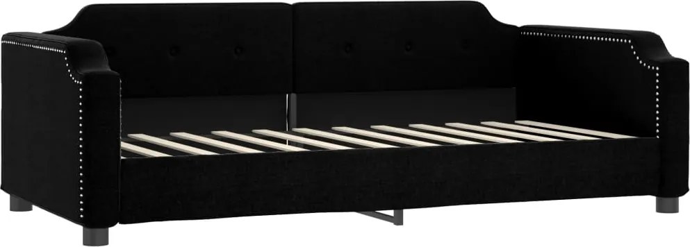 vidaXL Pat de zi, negru, 90x200 cm, material textil