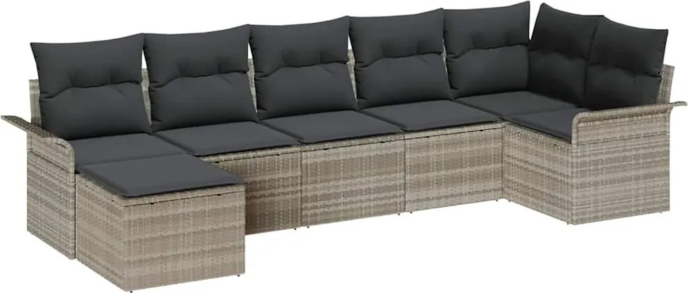 vidaXL Set de canapele pentru grădină 7 pcs Gri deschis Rattan poli