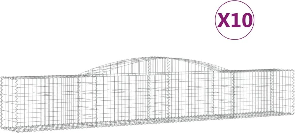 vidaXL Coșuri gabion arcuite 10 buc, 400x50x60/80 cm, fier galvanizat