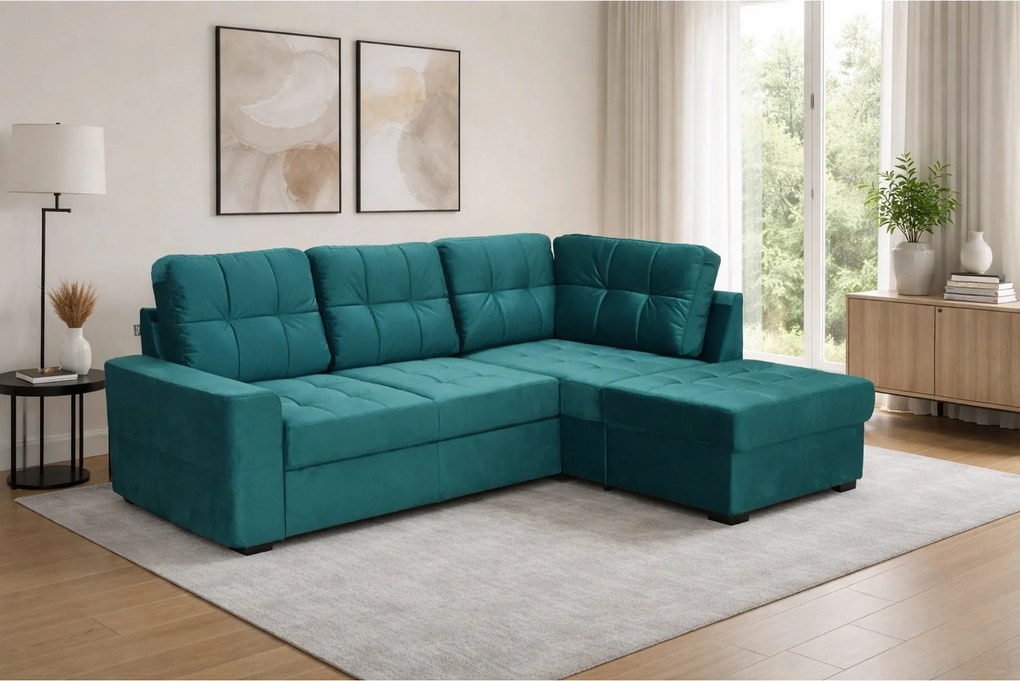Coltar extensibil pentru living HERA, sezlong dreapta, stofa maro - Ca
