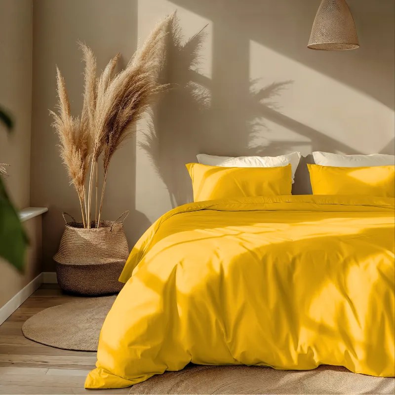 Lenjerie de pat din bumbac percale DOVER mustar Dimensiune lenjerie de pat: 2 buc 60 x 70 cm | 200 x 200 cm