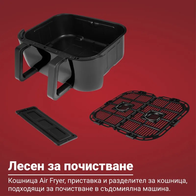 Friteuza cu aer cald Instant Pot Vortex Plus Versazone 140115101, 1700W, 8.5L, 2 zone de gatit independente, 35-205°C, 6 programe, Negru