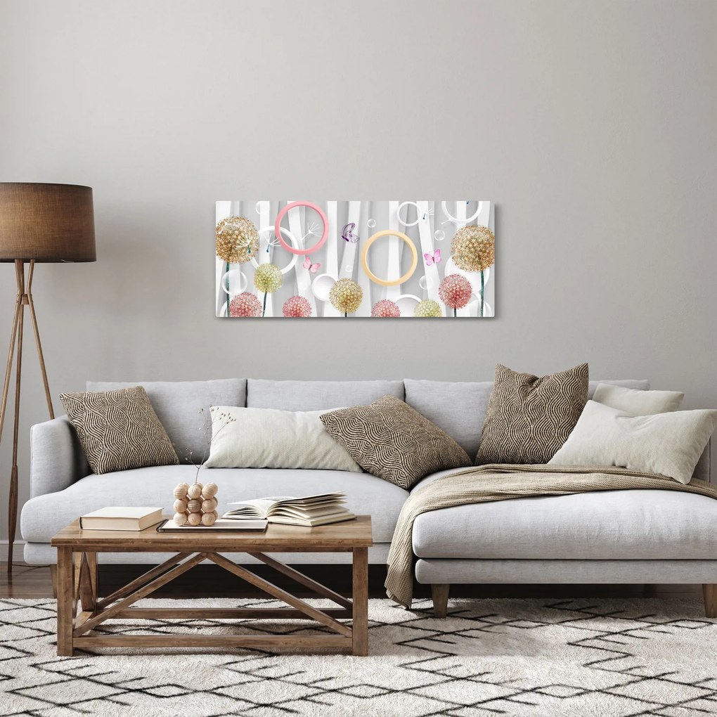 Tablou abstract cu păpădii (120x50 cm)