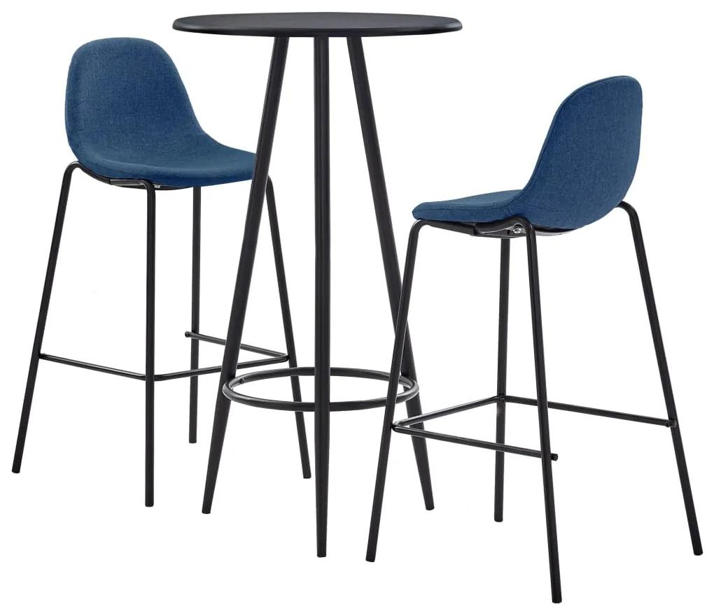 3051127 vidaXL Set mobilier de bar, 3 piese, albastru, material textil
