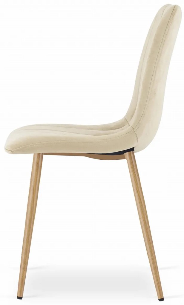 Set de masa 1 + 4, masa de dining alb ADRIA 120x80 cm + scaun crem din catifea LAVA