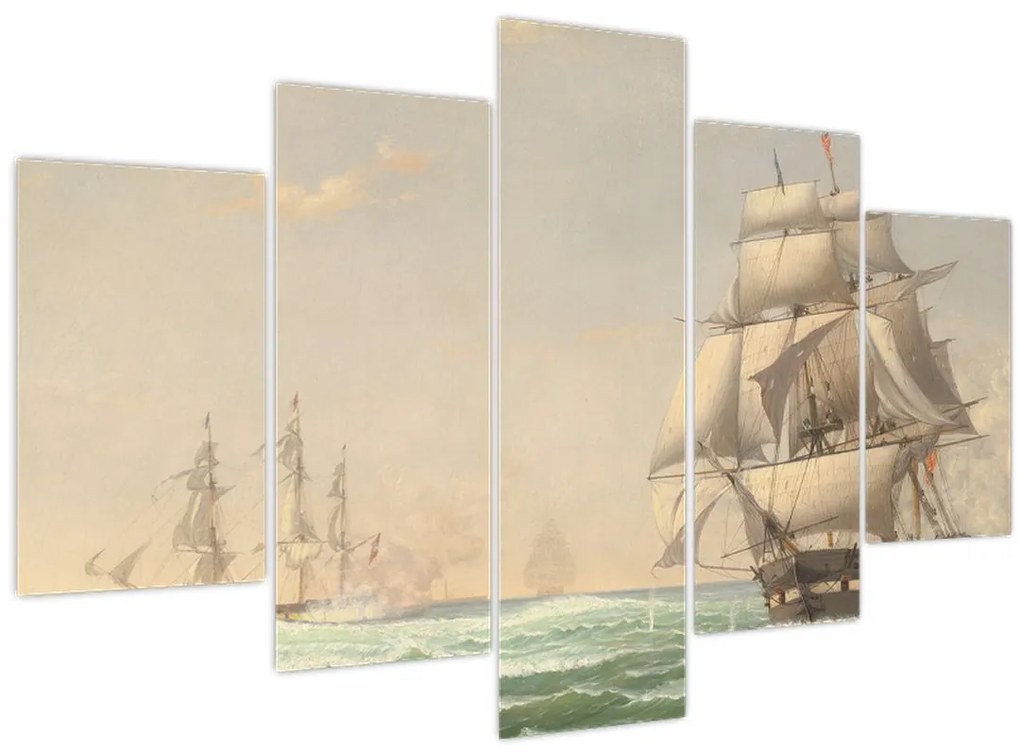 Tablou - Fitz Henry Lane, The United States Frigate President Engaging the British Squadron, reproducere (150x105 cm)