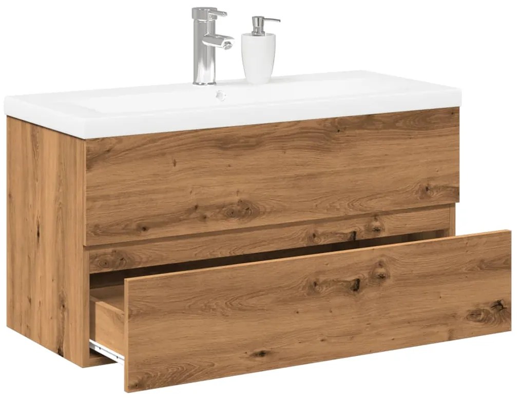 vidaXL Dulap pentru chiuvetă lavoar încorporat, stejar artizanal