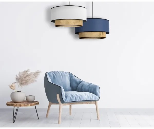 Lustră pe cablu Duolla BOHO 1xE27/15W/230V d. 45 cm albastru/ratan