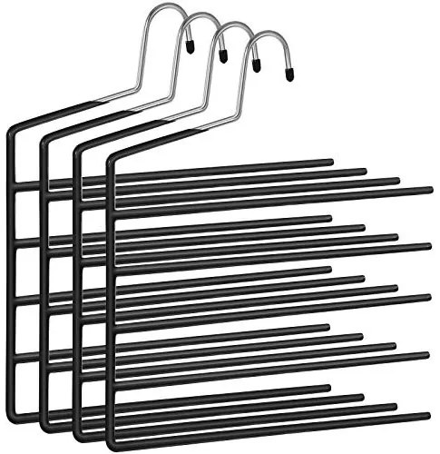 Set de 4 umerase cu 5 bare din metal, Songmics, Negru, 35x32x0.5 cm