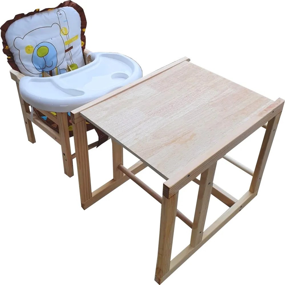 Scaun de masa pentru copii si bebe transformabil in masuta NOVOKIDS™ Wooden Table Chair, Din lemn masiv, Centura de siguranta, Sezut comfortabil