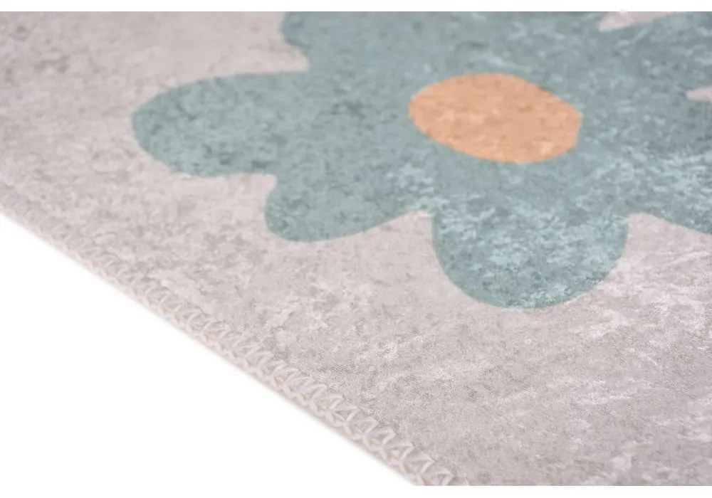 Covor tip traversă verde mentă/fildeș lavabil 80x200 cm Cute Flowers Green – Vitaus
