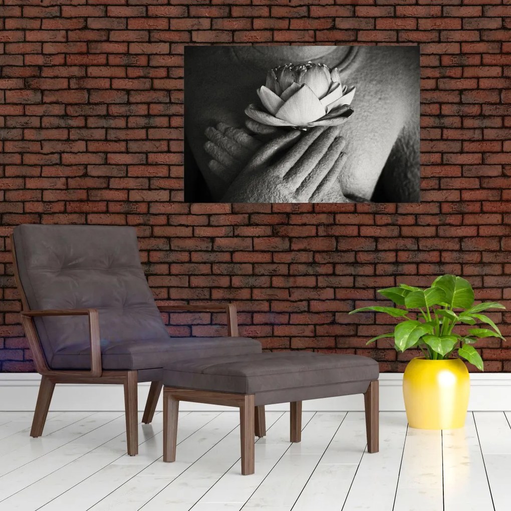 Tablou - Lotus în mâinile lui Buddha (90x60 cm)