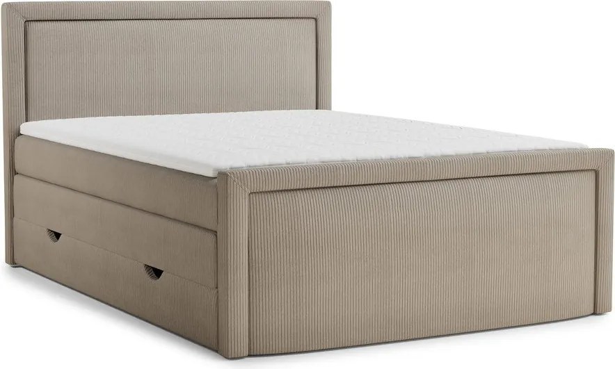 Pat boxspring bej cu spațiu de depozitare 200x200 cm Fresco – Maison de Rêve
