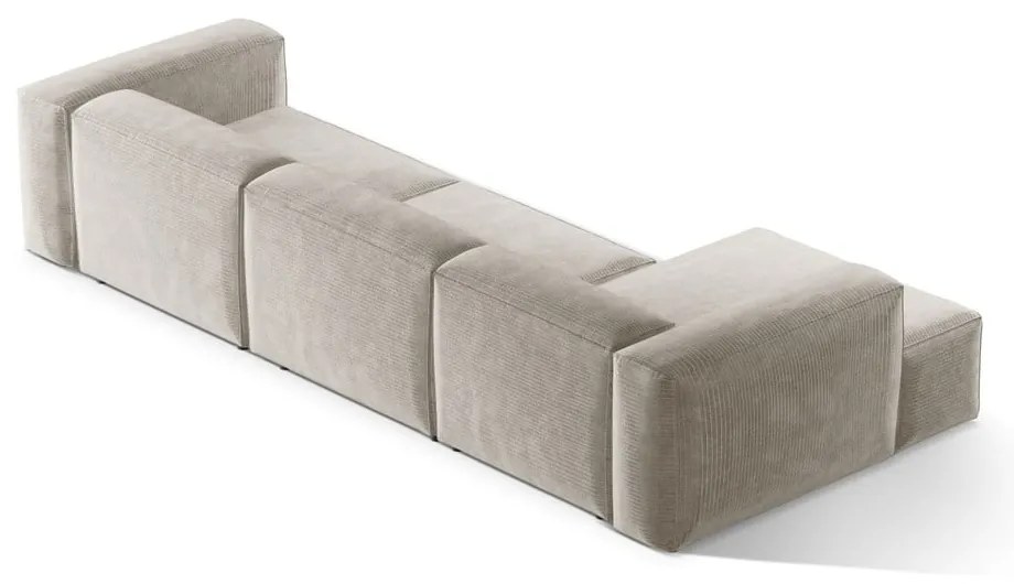 Colțar bej cu tapițerie din catifea reiată (cu colț pe partea stângă/cu șezlong) Bergamo – Cosmopolitan Design