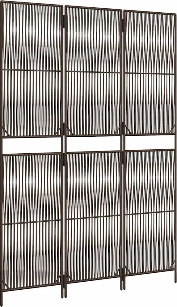 vidaXL Separator de cameră cu 3 panouri, maro, poliratan