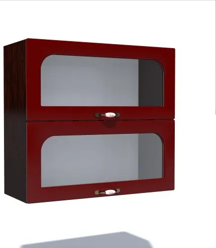 Corp superior vitrina 80 cu 2 usi orizontale Zebra MDF tulip rosu