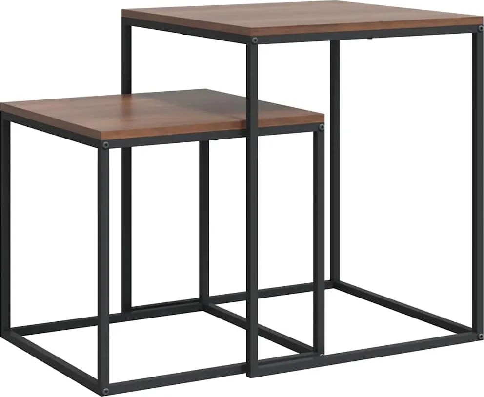 vidaXL Set măsuțe de cafea, 2 buc., lemn prelucrat și metal