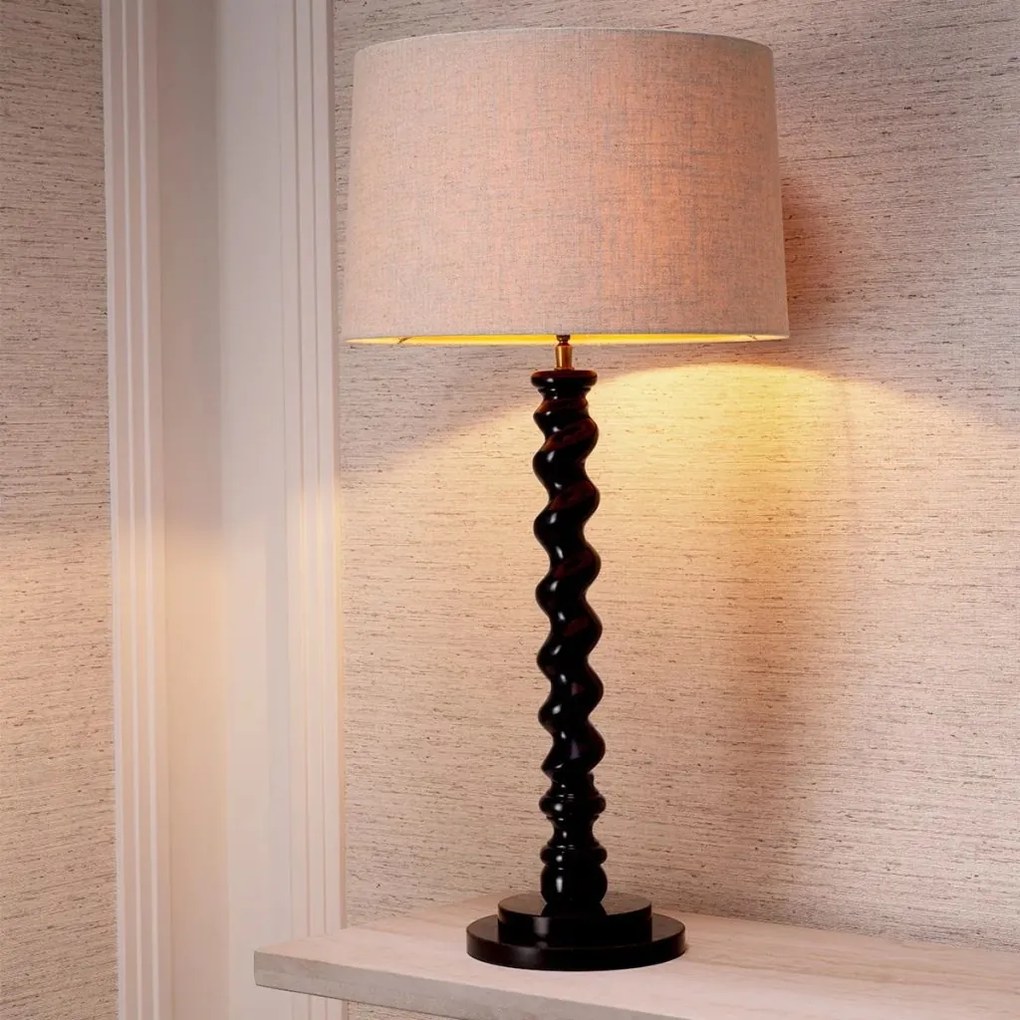 Lampa de masa LUX, Lemn, Tesatura, Negru, Massimo, 119672 HZ