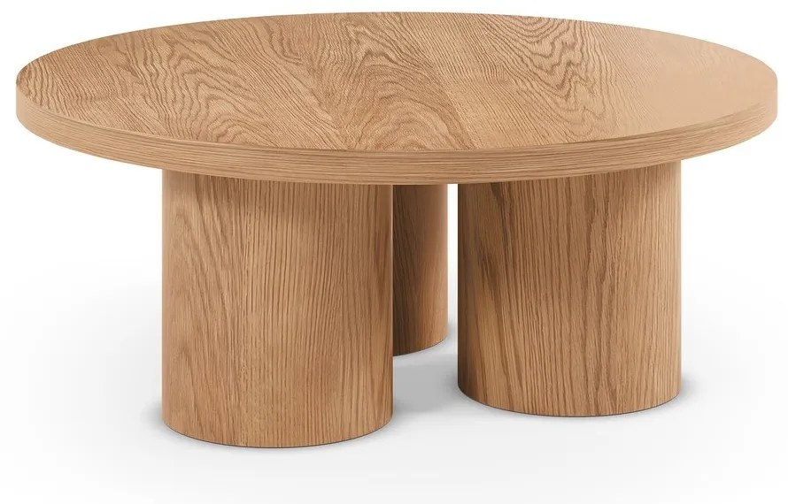 Măsuță de cafea în culoare naturală rotundă cu aspect de lemn de stejar ø 100 cm Arancha – MOME