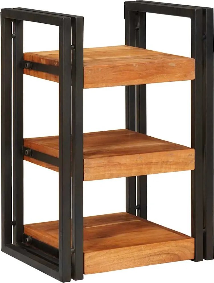 vidaXL Noptieră Maro și negru 38 x 33 x 58 cm Lemn Solid de Acacia