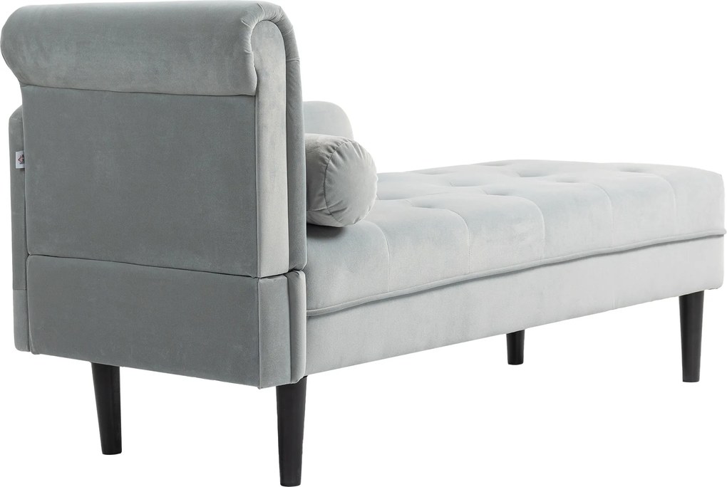 HOMCOM Canapea Chaise Longue cu tapițerie cu efect de catifea, gri | Aosom Romania