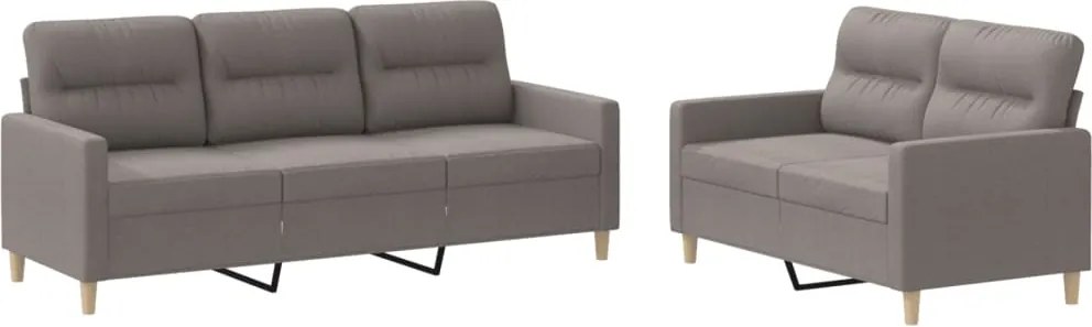 vidaXL Set de canapea cu perne, 2 piese, gri taupe, material textil