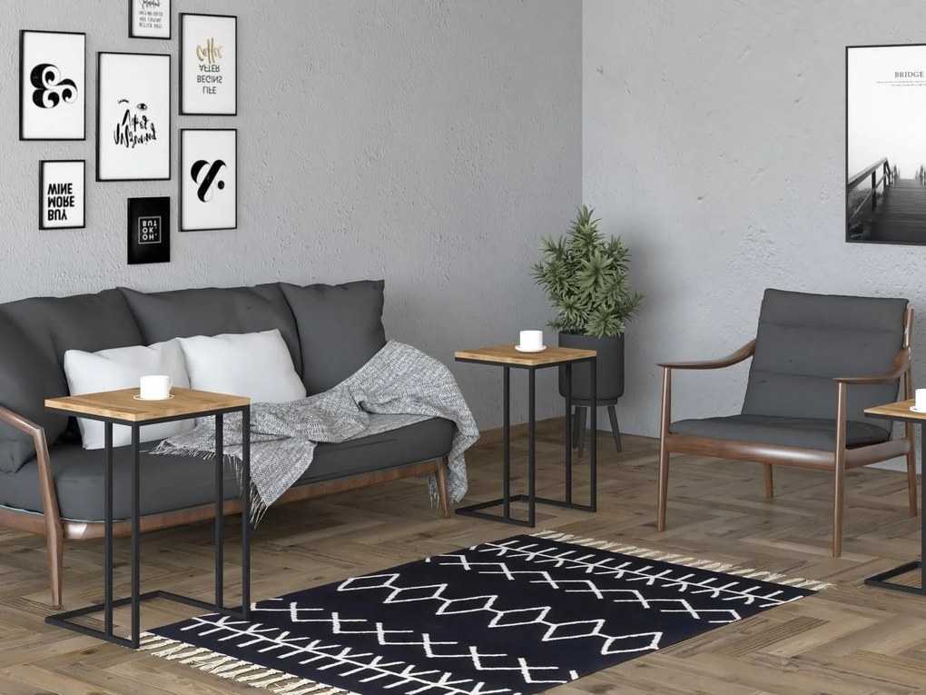 Set 3buc. măsuțe cafea Siloto (negru + oud). 1094344