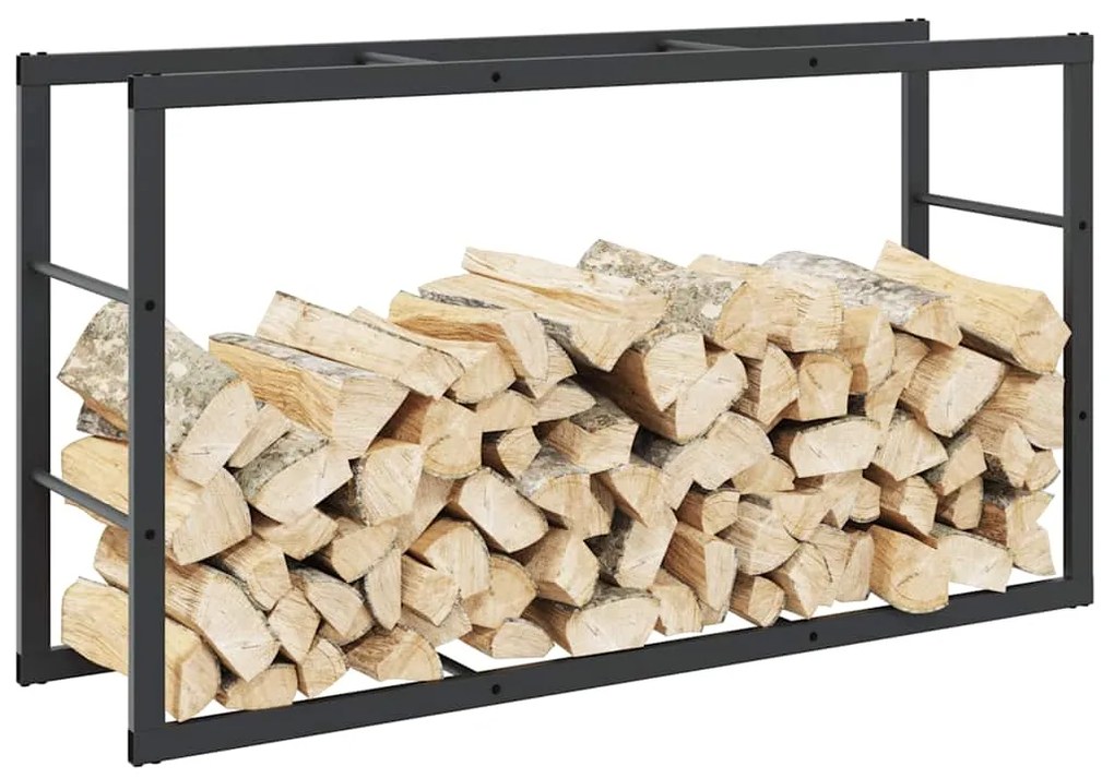 vidaXL Rastel pentru lemne de foc, negru,110x30x61 cm, oțel