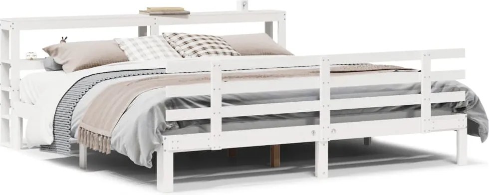 vidaXL Cadru de pat cu tăblie fără saltea, alb, 200x200 cm