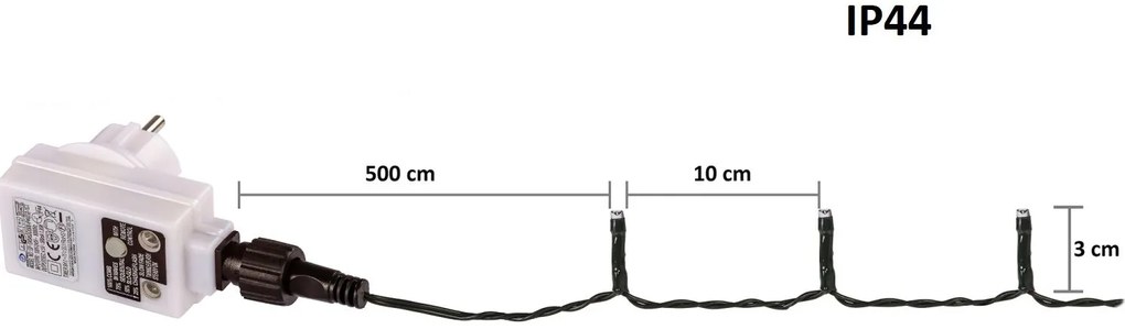 Lumini de Crăciun 60 m, 600 LED-uri, alb rece, cablu verde