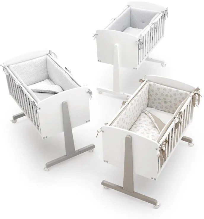 Patut co-sleeping Ninna Lemn Fag salteluta & lenjerie inclusa Alb Erbesi
