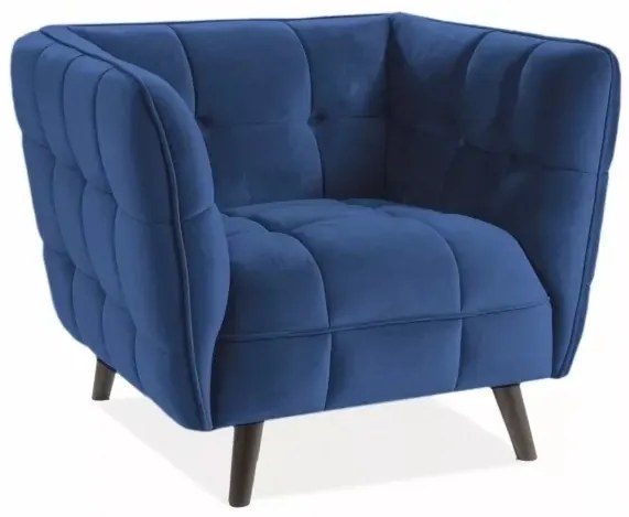 Fotoliu Castello 1 velvet bleumarin/wenge Blu86