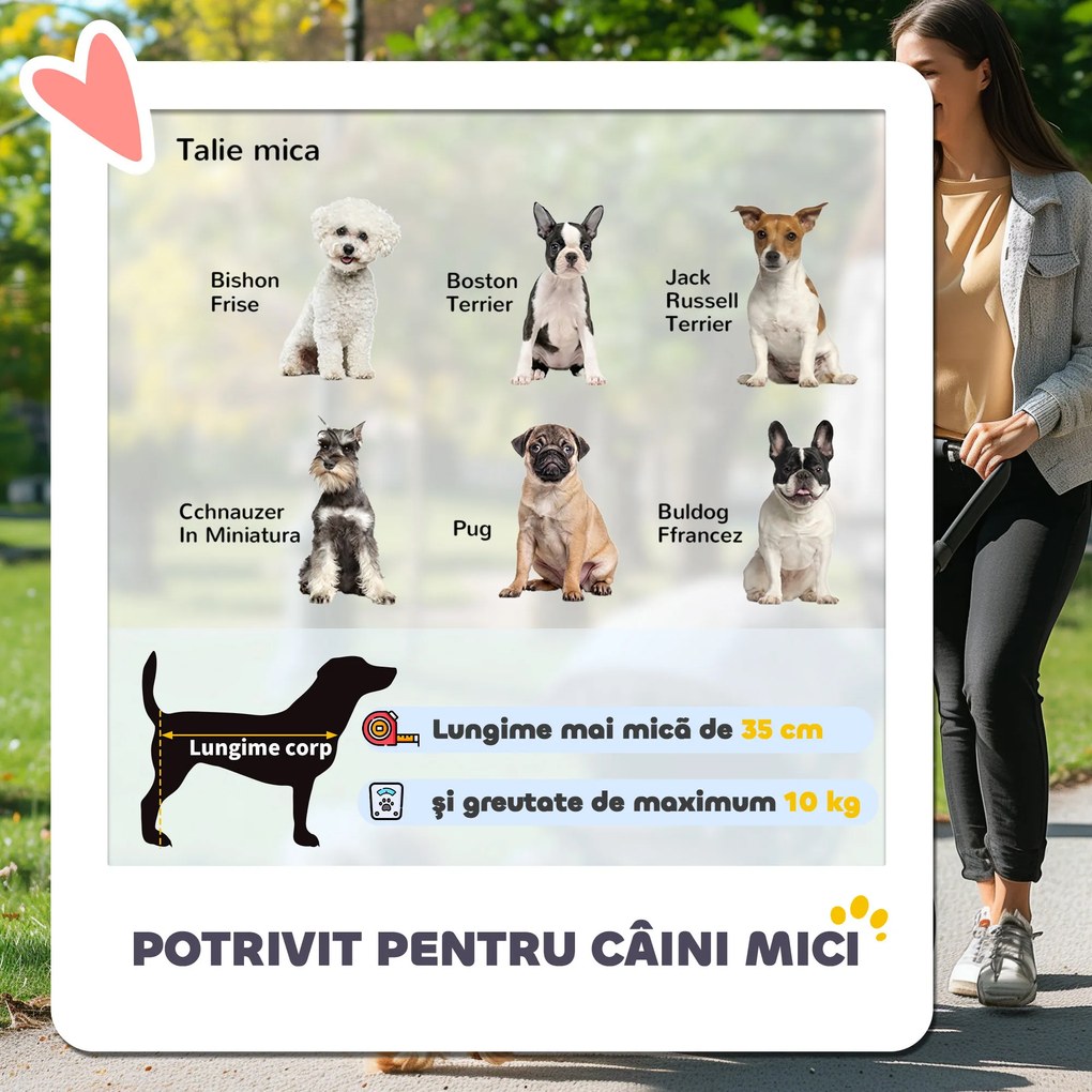 PawHut Cărucior Pliabil pentru Câini până la 10 kg cu Copertină de Ploaie, 75x45x97 cm, Albastru | Aosom Romania