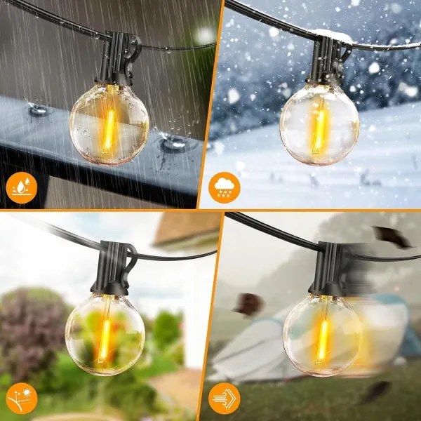 Ghirlandă LED reglabilă de exterior 25xE12/1W/24/230V 17,5 m IP65 neagră + telecomandă