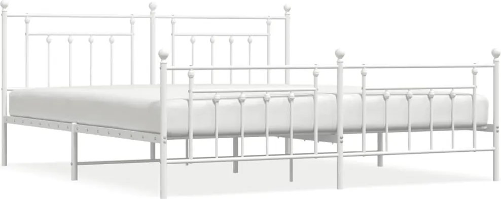 vidaXL Cadru de pat metalic cu tăblie, alb, 200x200 cm