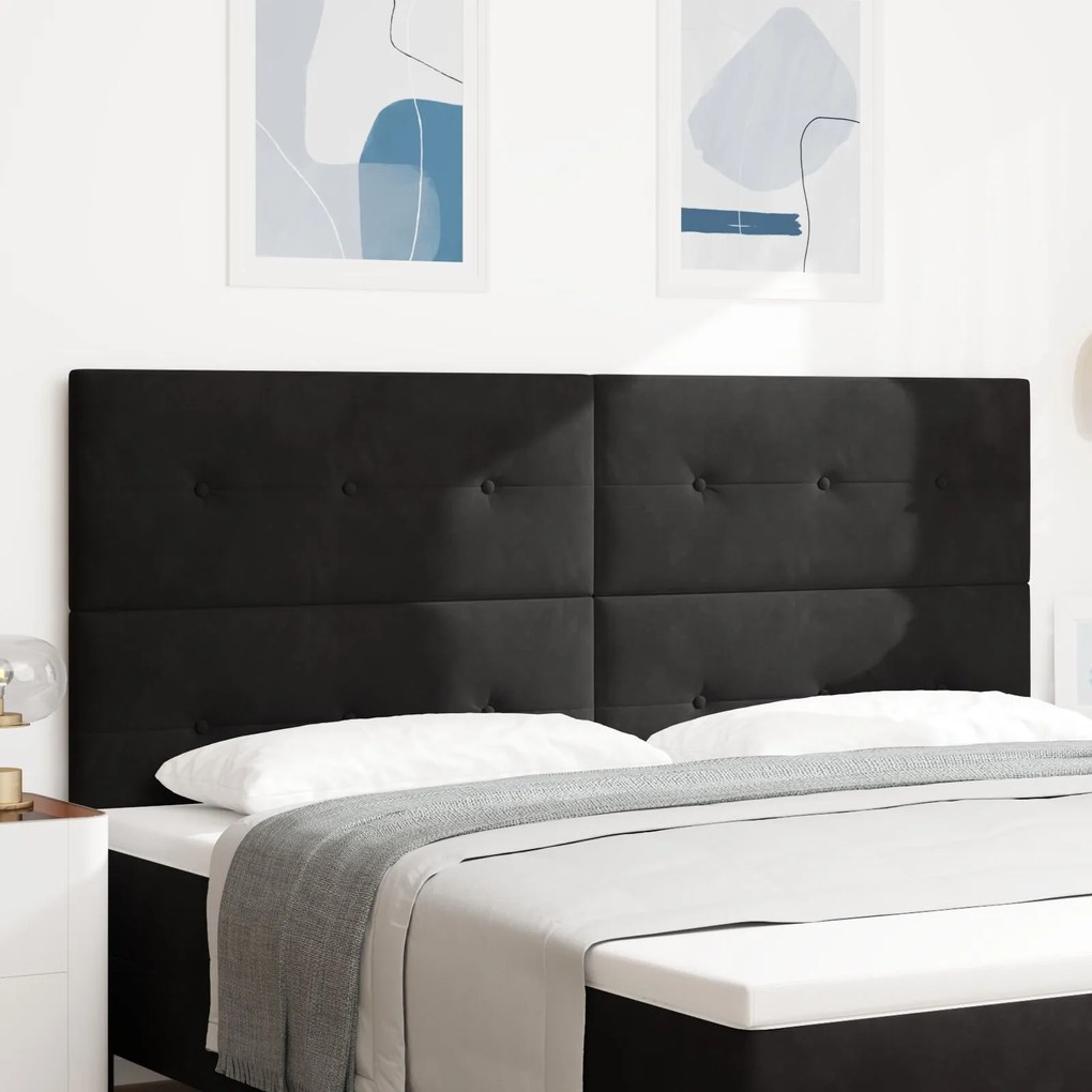vidaXL Tăblie cap Pe perete cu headboard Manual Negru 200 cm Catifea