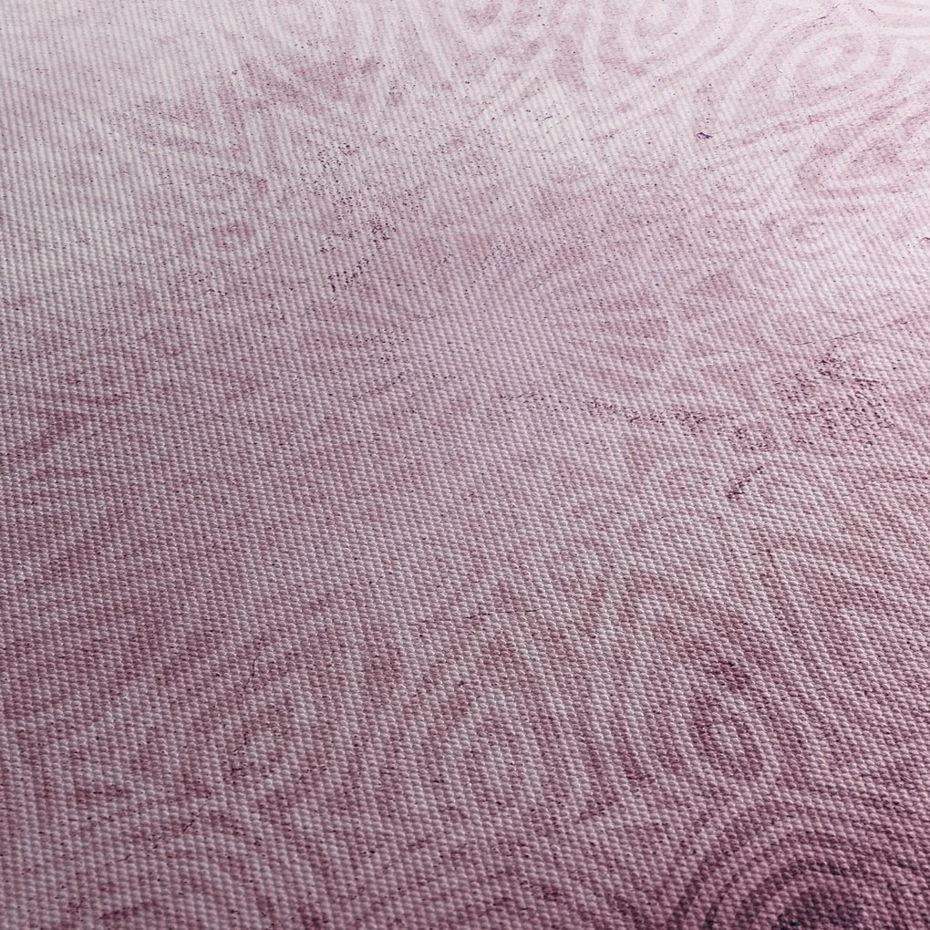 Tablou - Mandala pe zid roz (cu ceas) (90x30 cm)