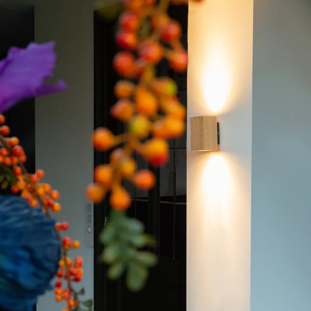 Aplică rustică din lemn pătrat cu 2 lumini - Sandy