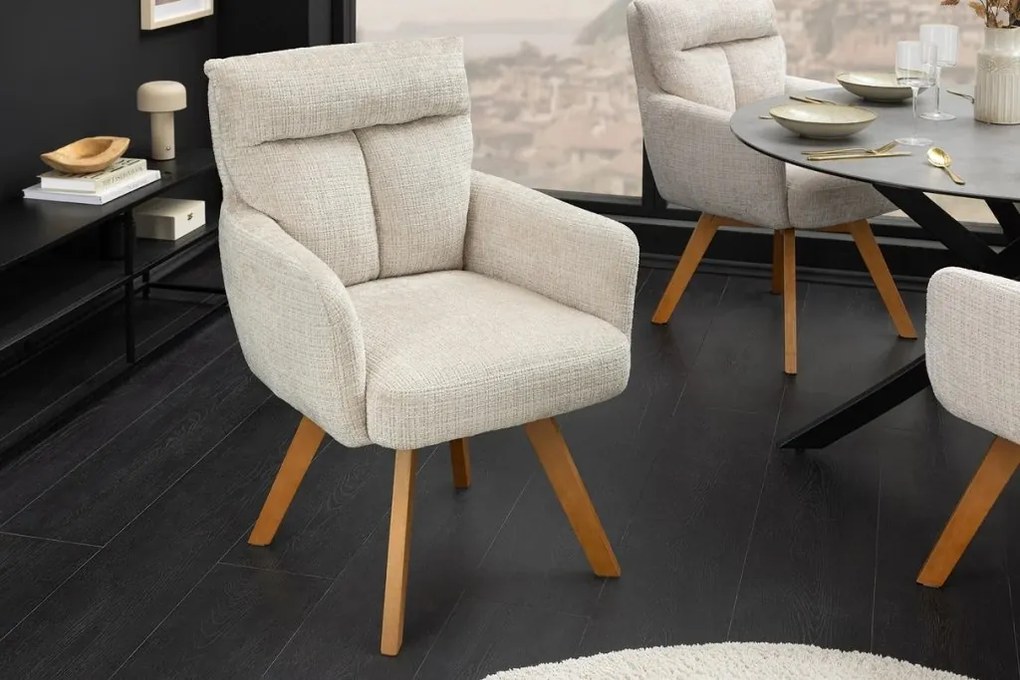 Set de 2 scaune pivotante picioare din lemn Big George sampanie