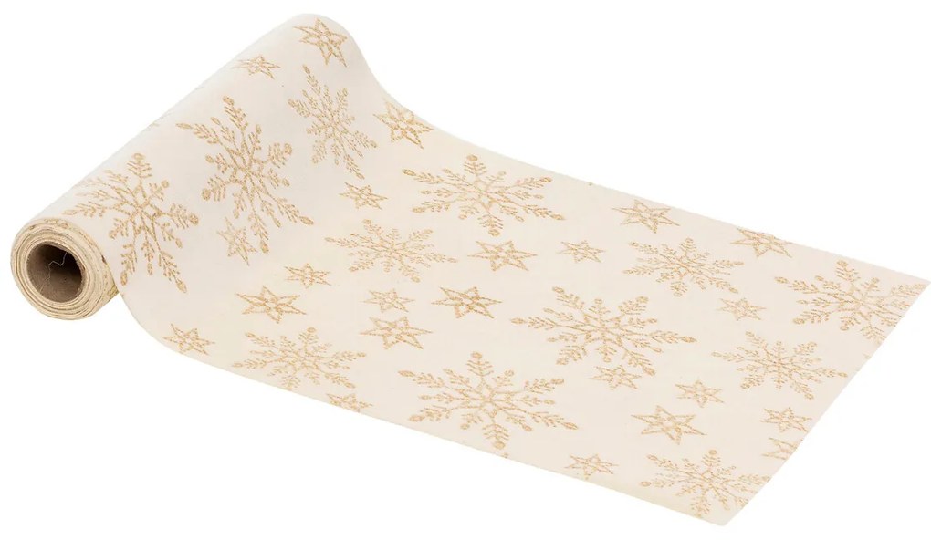 Traversa de masa cu fulgi de zapada cu sclipici, 28 x 300 cm