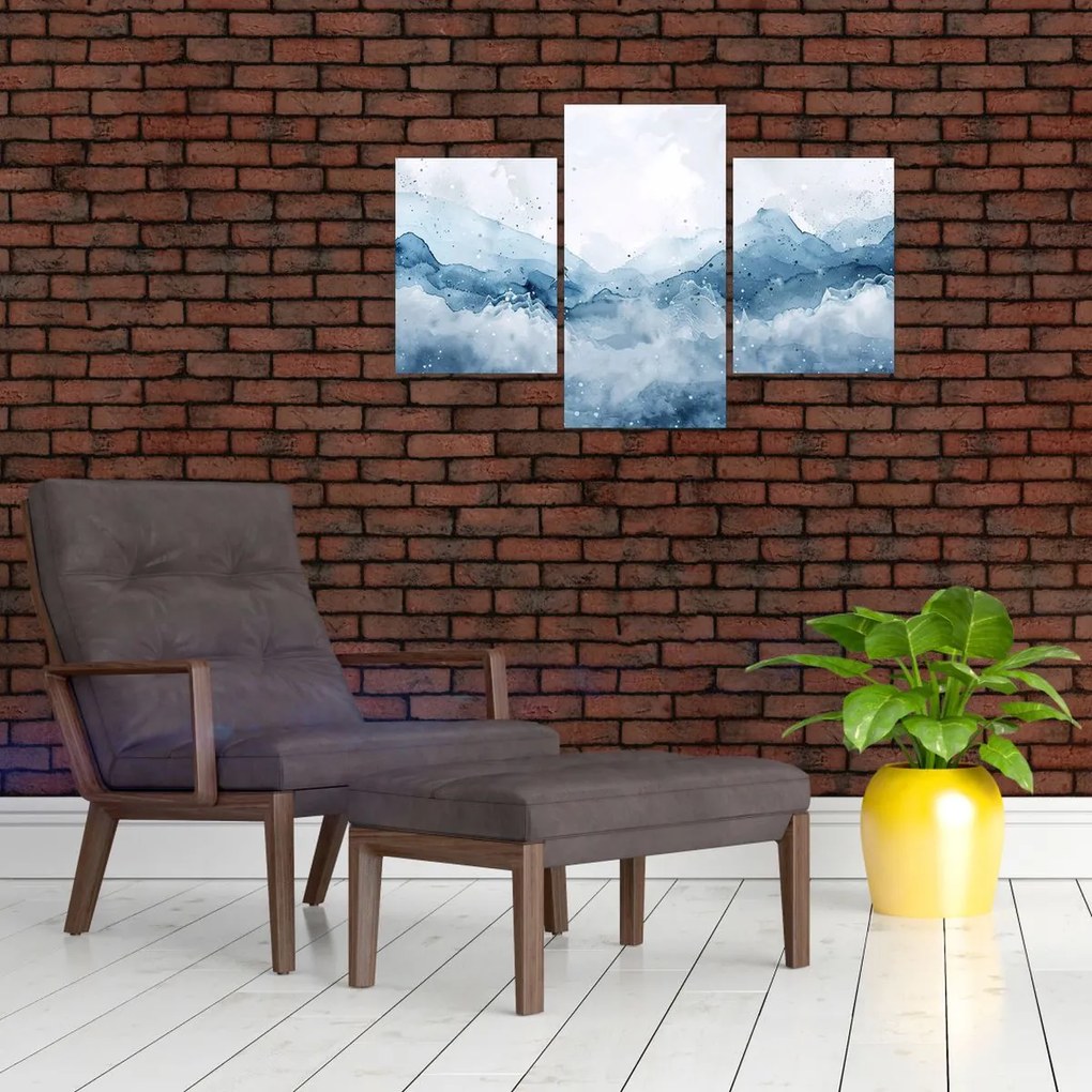 Tablou - Nori și valuri, acuarelă (90x60 cm)