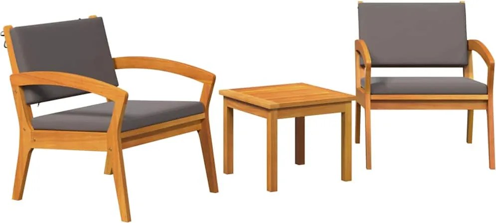 vidaXL Set bistro cu pernă 3 pcs Maro Poliester