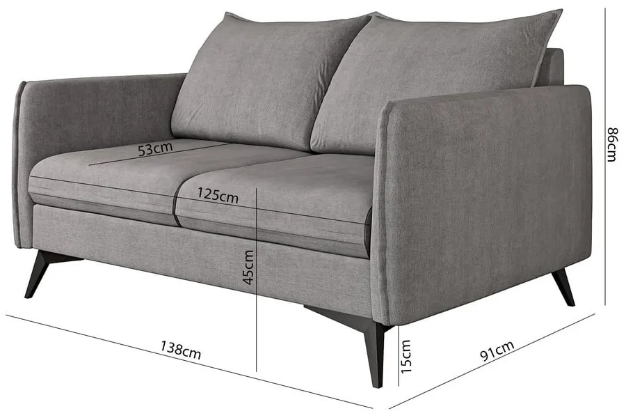 Canapea gri 138 cm Juli Bis – Ropez