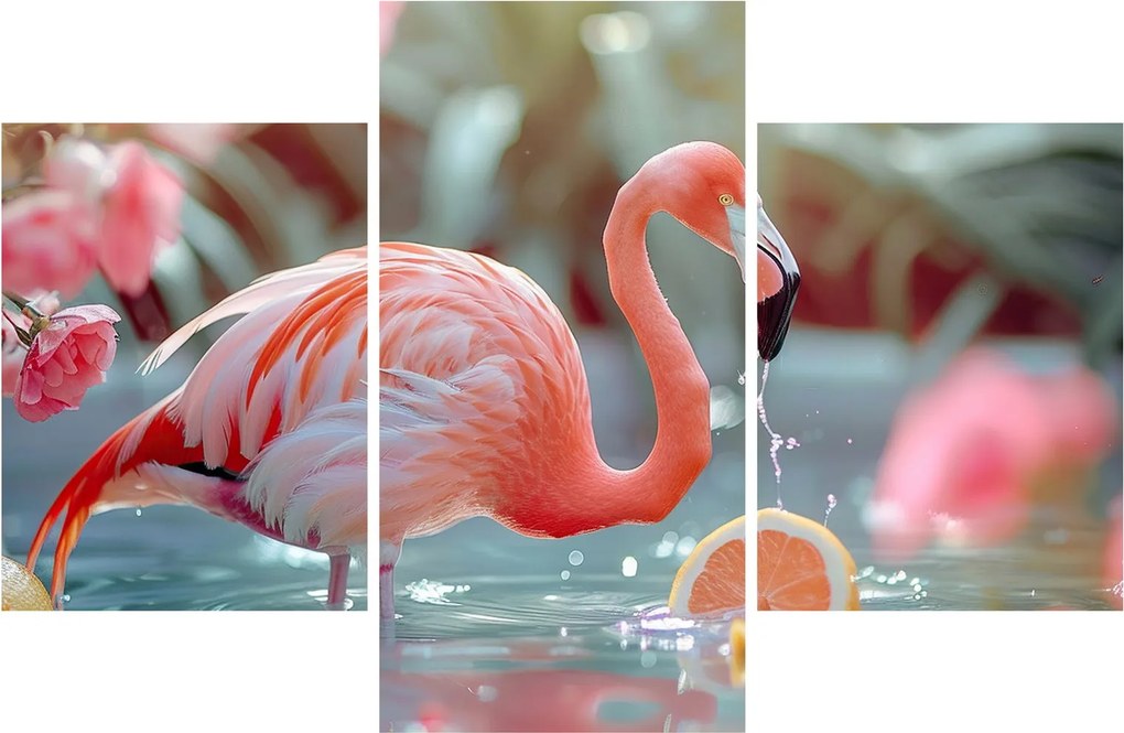 Tablou - Flamingo în iaz (90x60 cm)