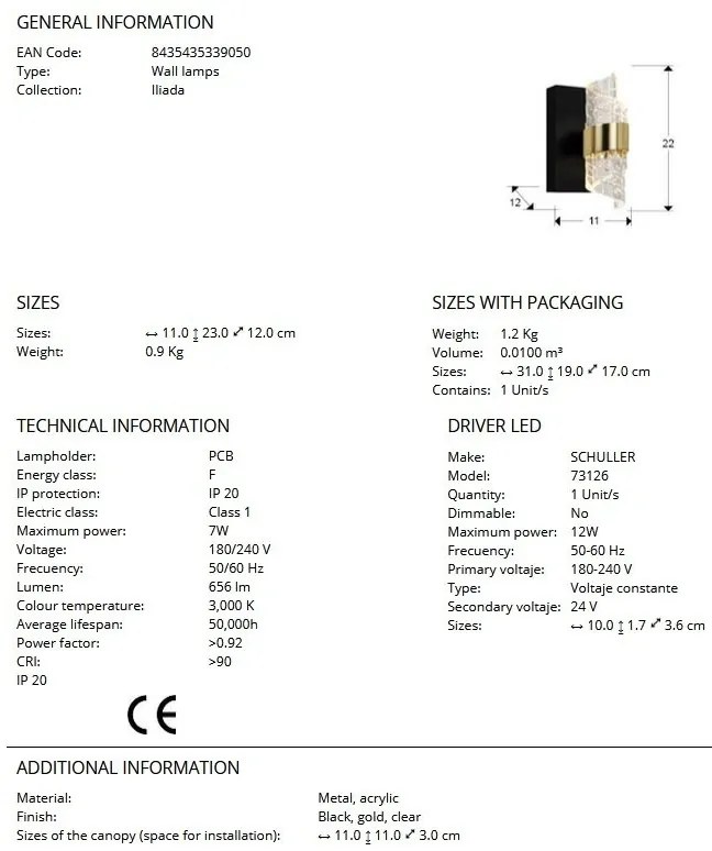 Aplica de perete LED design elegant Iliada