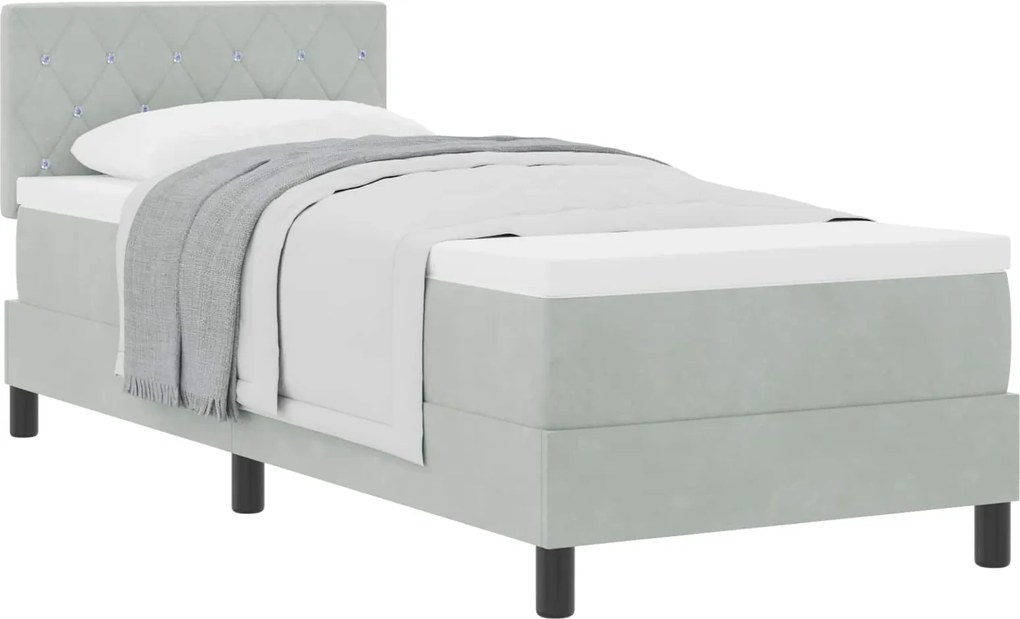 vidaXL Pat cu arcuri cu saltea Gri deschis 80 x 200 cm Catifea